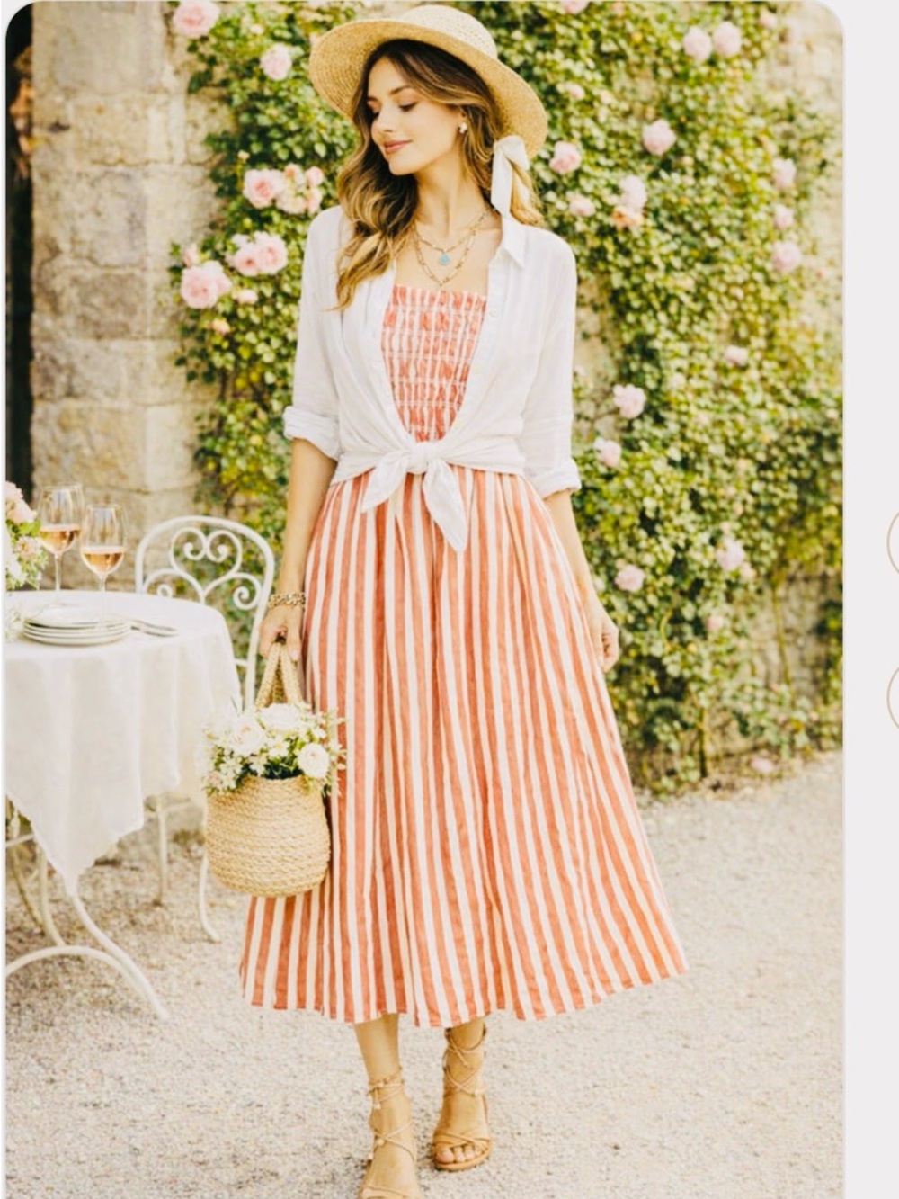 NWT. Boho Red & White Striped Midi Dress. Size XXL.